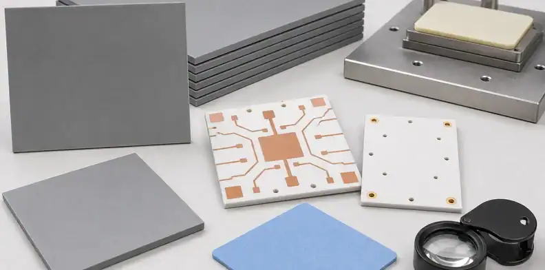 Aluminum nitride substrate samples clarify ceramic pcb vs aluminum nitride substrate material terminology.