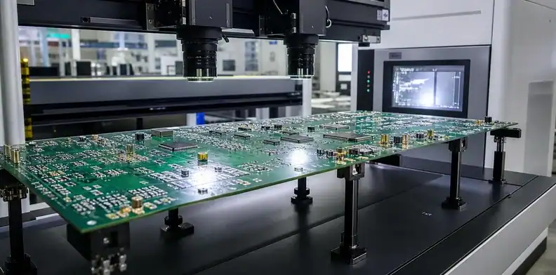 Stable mid-span support preserves focus during large PCB AOI inspection and AXI planning.