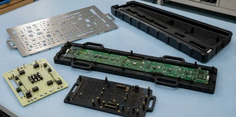 A carrier, stencil and test fixture define a route-specific large format PCB assembly quote.