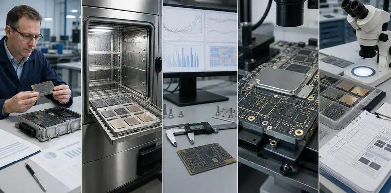 An engineering contact sheet shows BT PCB automotive reliability review for substrate modules.