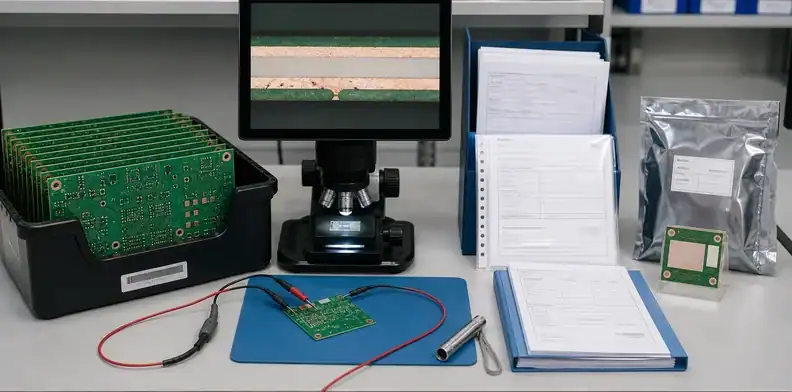 A quality workstation links Bergquist PCB material production evidence to lot and RFQ records.