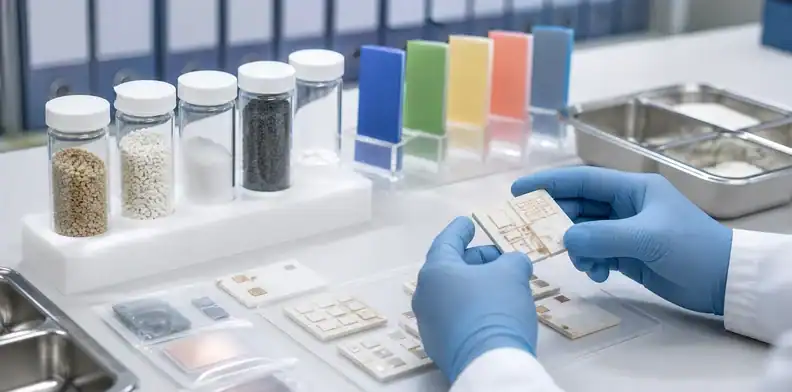 Illustration of ceramic and coating samples during a materials-document review.