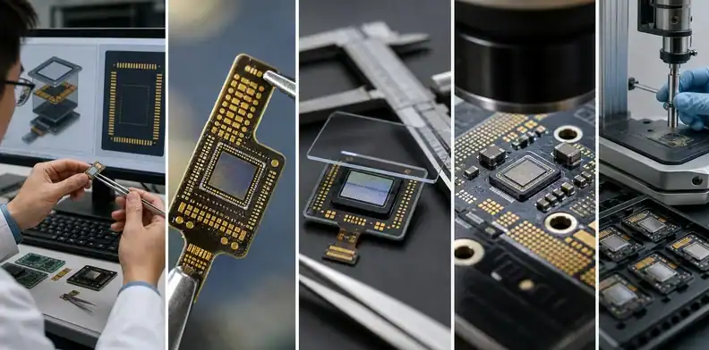 An engineering contact sheet shows BT PCB for fingerprint sensor module review and inspection.