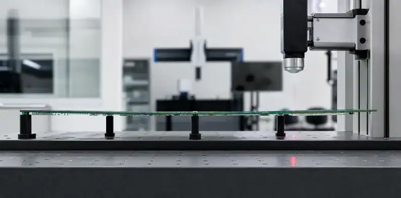 A controlled support setup improves large PCB inspection of bow and twist.