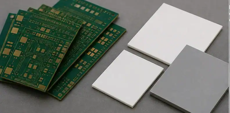 BT laminate boards and ceramic substrate samples show the material split for thermal decisions.
