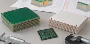 BT substrate and FR-4 stack samples show different laminate constructions for material selection.
