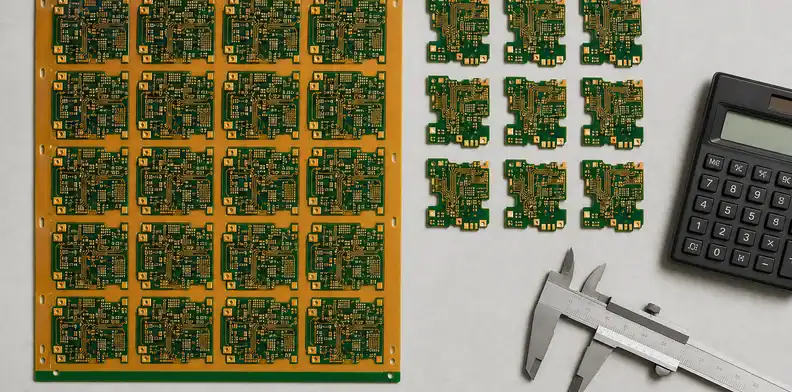 A production panel compares BT PCB price by finished area and accepted piece quantity.