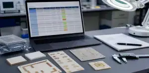 An engineering desk compares top ceramic pcb manufacturers in china using ceramic substrate samples and supplier evidence.