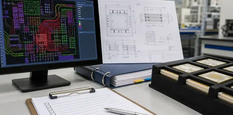 A ceramic PCB transfer package organizes drawings samples and release files for production.