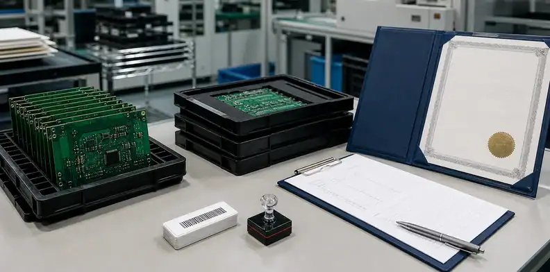 Finished boards and blank quality forms show ai pcb manufacturing evidence scope for COC and quote comparison.