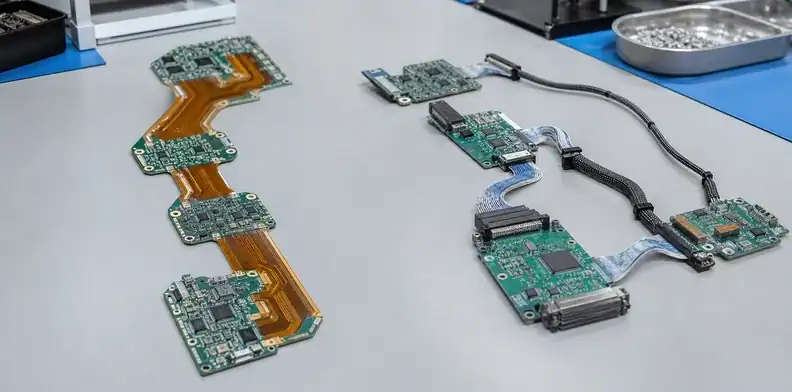 Connector and cable count changes the rigid-flex vs large rigid PCB system tradeoff.