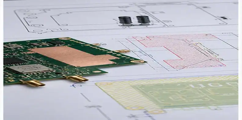 A PCB copper balance drawing-note scene shows controlled keepouts, copper areas, and engineering approval boundaries.