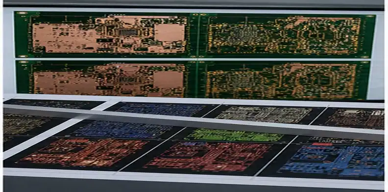 A PCB copper balance panel review shows dense and sparse copper regions across repeated board arrays.