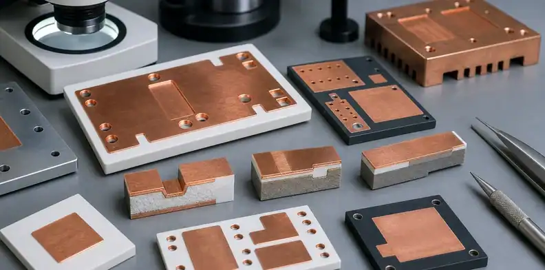 DBC and AMB substrate samples compare ceramic pcb cte stress at copper-to-ceramic interfaces.