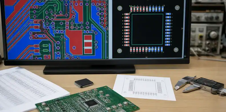 A DRC overlay and footprint pad map show ai generated pcb manufacturability and assembly checks.
