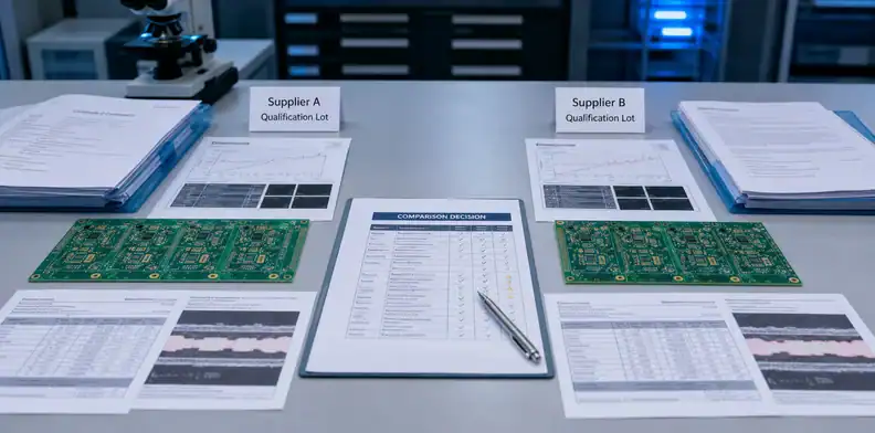 dual source PCB supplier quality document comparison between two PCB supplier shipments