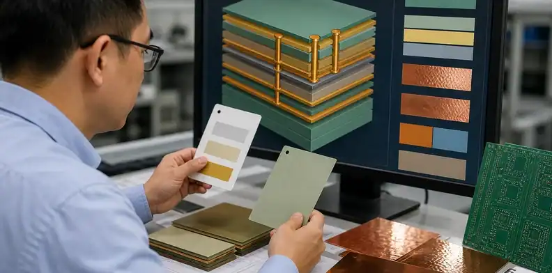 Engineering compares dielectric and loss notes for hybrid PCB material substitution approval