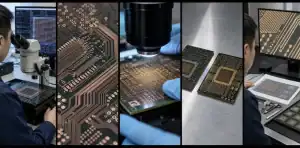 An engineering contact sheet shows BT fine-line and fine-pitch capability review under magnification.