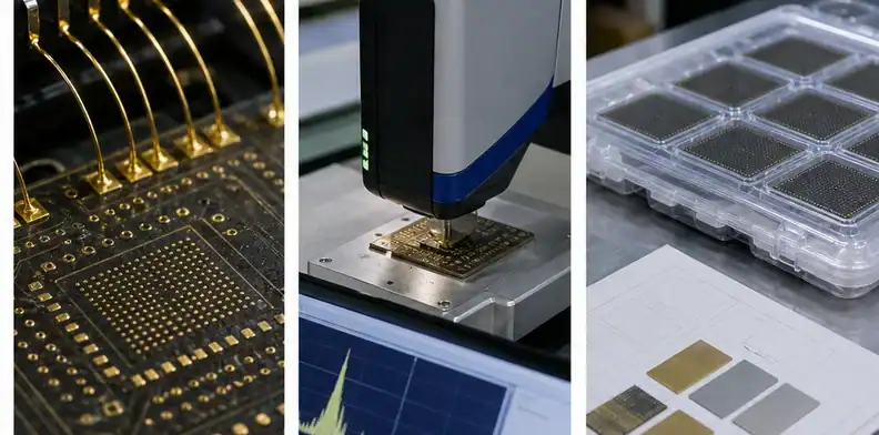 An inspection tool shows BT PCB surface finish thickness evidence review.