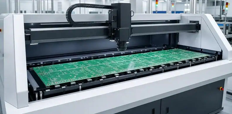 Full-area AOI coverage supports a complete large PCB inspection.