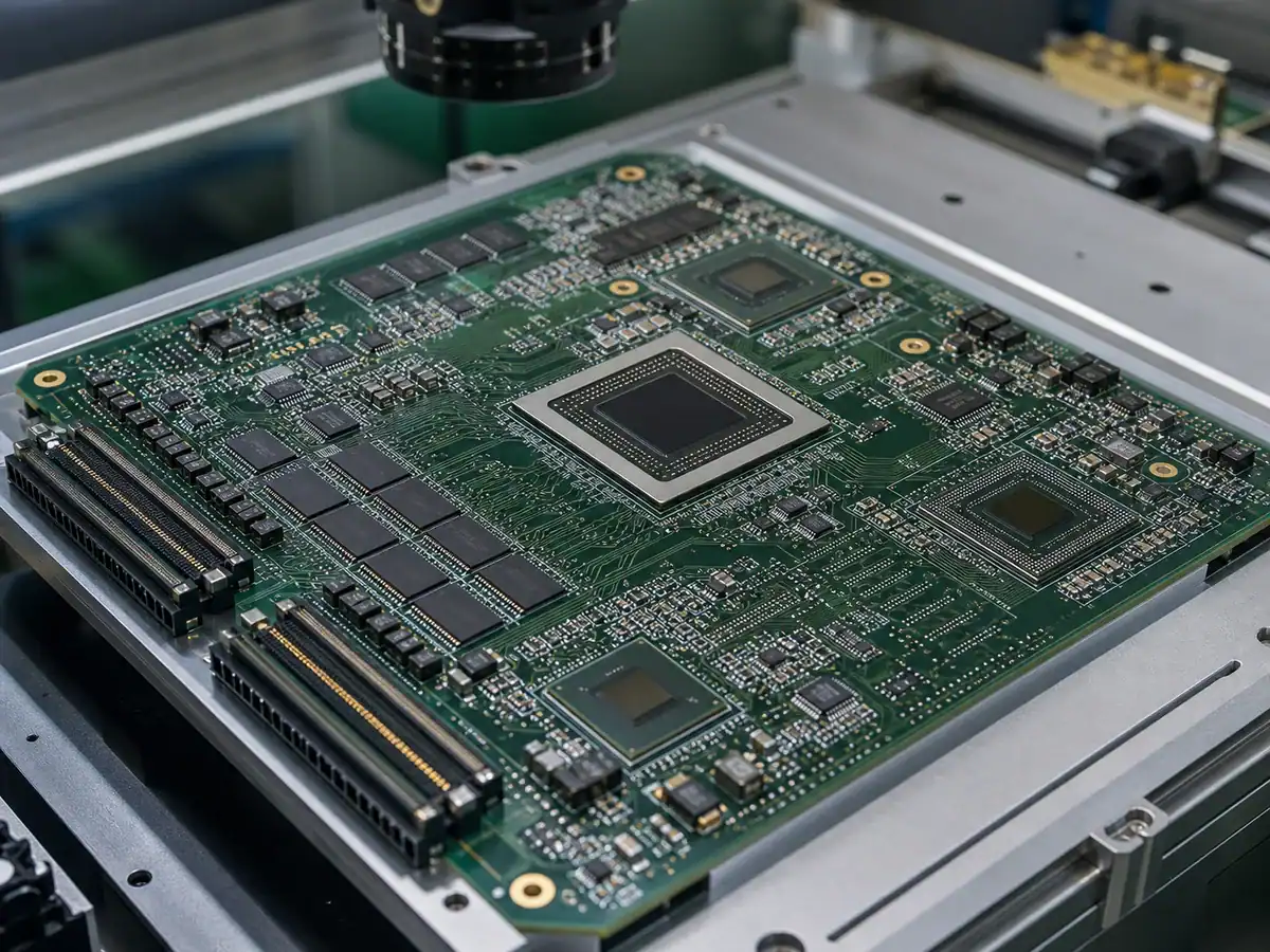 High-density core board with multiple BGA packages memory chips and fine-pitch routing