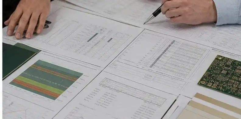 Buyer reviewing quote assumptions for a high speed hybrid PCB stackup before approval