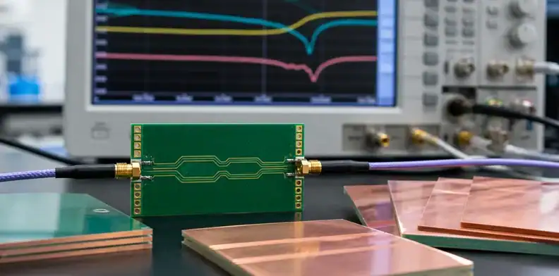 HVLP copper foil PCB test coupon connected for 28 Gbps and 56 Gbps insertion loss review