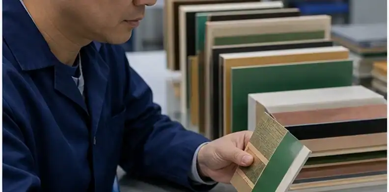 Engineer reviewing hybrid PCB lamination evidence for mixed-material stackup approval