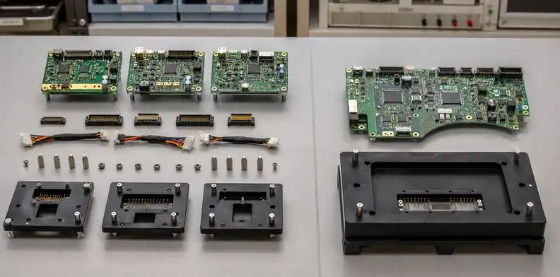 Connectors, harnesses and test fixtures add cost to one large PCB vs multiple boards.