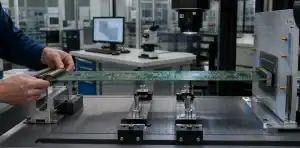 Distant connectors and a chassis fixture illustrate large PCB connector alignment control.