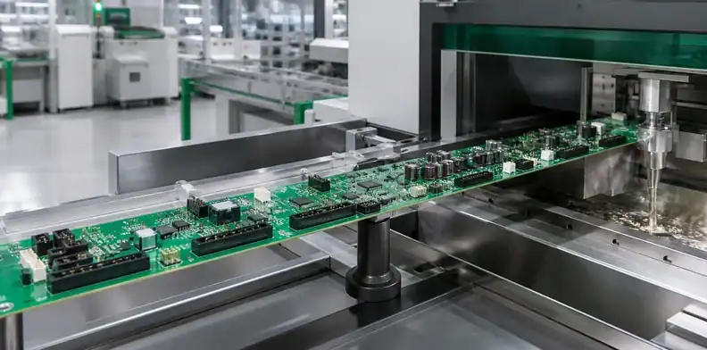 A supported oversized assembly runs through large PCB selective soldering.