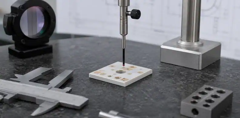Flatness and datum checks are prepared for a ceramic pcb for laser diodes.