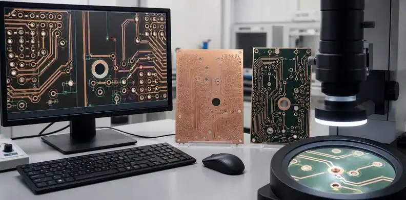 AOI evidence from LDI PCB imaging separates inner-layer and outer-layer registration errors.