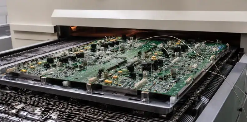 Carrier, spacing and conveyor orientation reproduce the production large PCB thermal profile route.