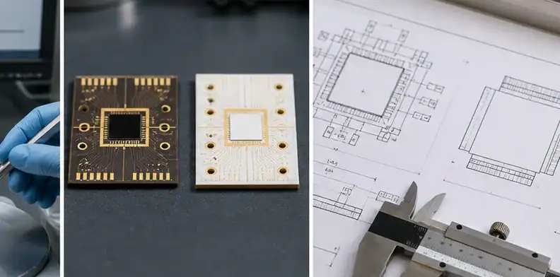 Drawings and substrate trays show BT substrate for MEMS sensor packaging quote preparation.