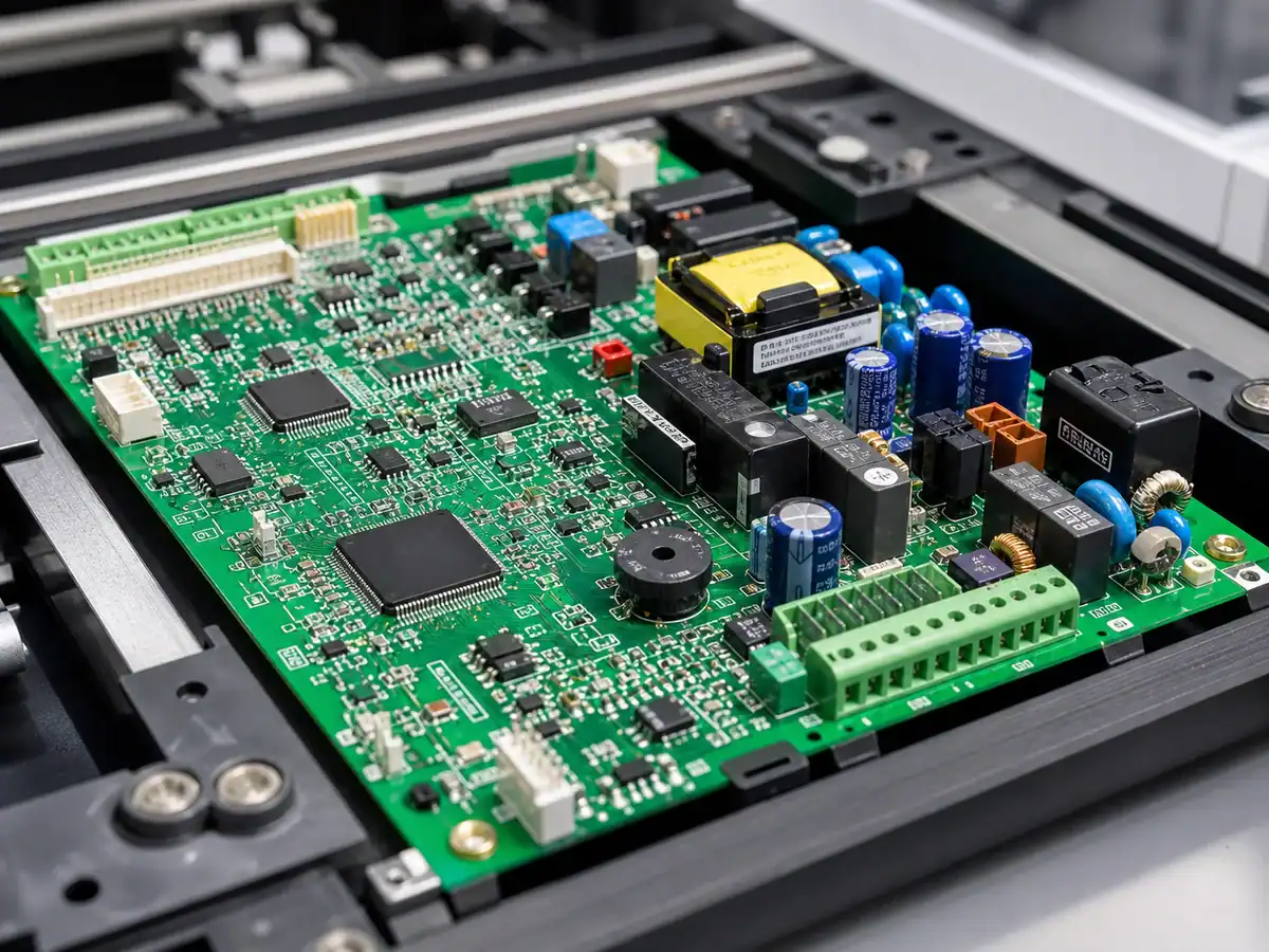 Mixed technology PCB assembly with SMT components and through-hole connectors on one board