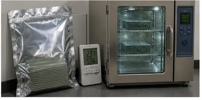 A quality desk compares moisture and grade notes inside a BT substrate datasheet package.