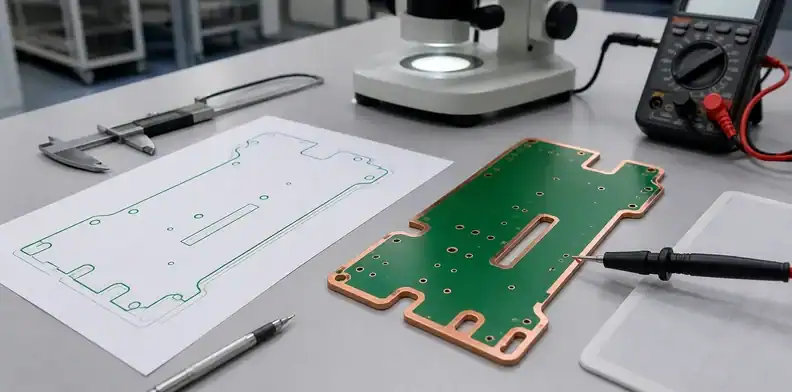 A plated outline sample supports pcb edge plating acceptance for grounding and drawing review.