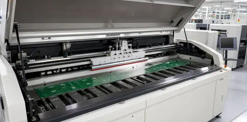 A full-length stencil and underside support qualify oversized PCB solder paste printing.