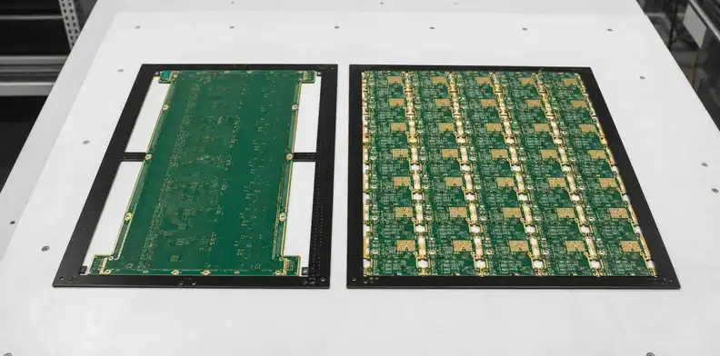 Different fabrication panels reveal the cost trade-off in one large PCB vs multiple boards.