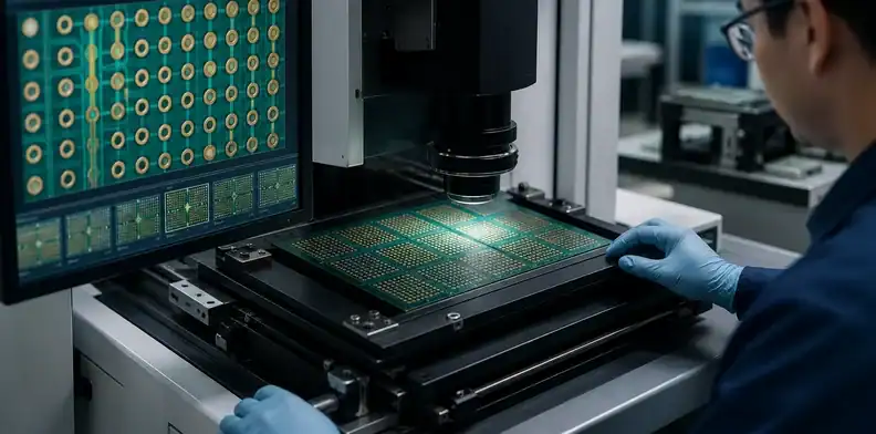 PCB annular ring breakout offset pattern checked across a panel via field