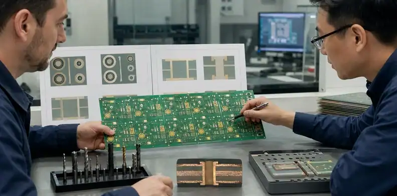 PCB annular ring breakout margin reviewed in revised pad stacks before RFQ release