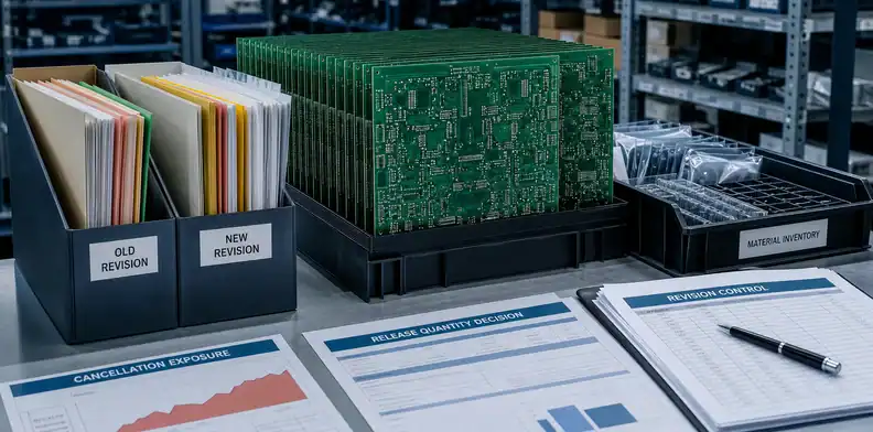 PCB blanket purchase order revision control and supplier inventory exposure under blanket PO