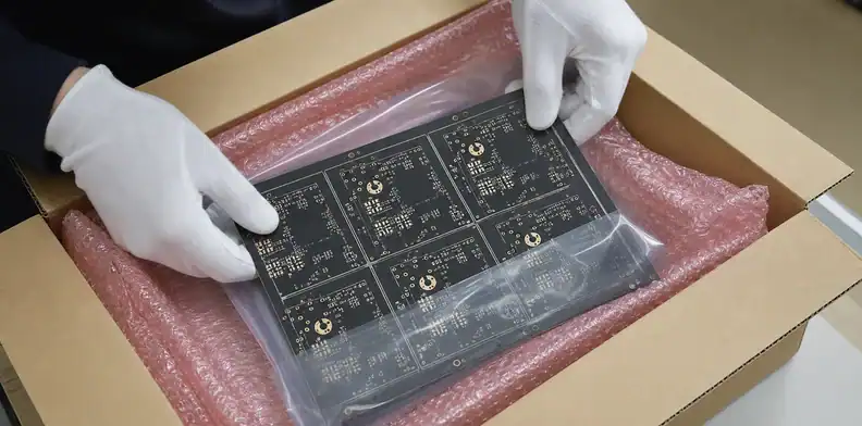 A manufacturing view of pCB carbon ink acceptance showing protected packing for finished printed contacts.