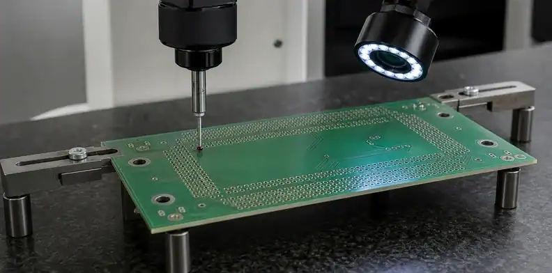 Coordinate measurement of PCB hole position and datum