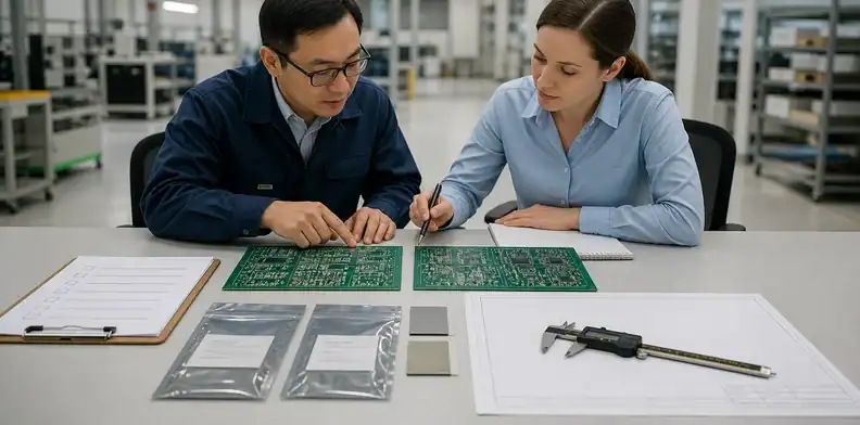PCB immersion tin finish samples compared during quotation and order control review