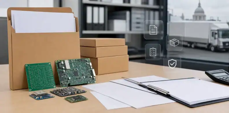 A UKCA and VAT evidence folder frames pcb import uk shipment scope.