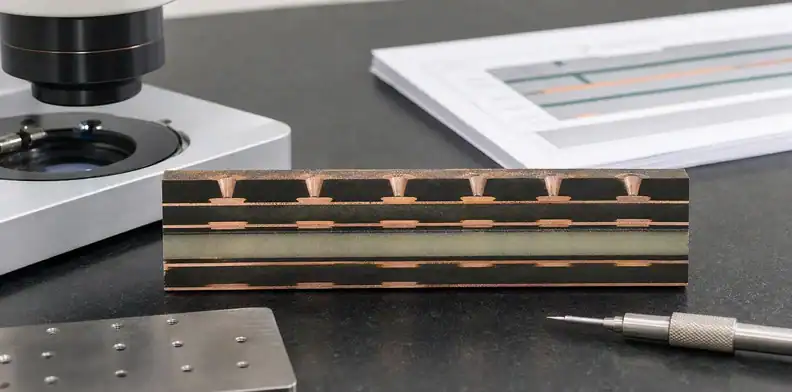 A cross-section compares PCB laser drilling geometry with capture-pad margin.