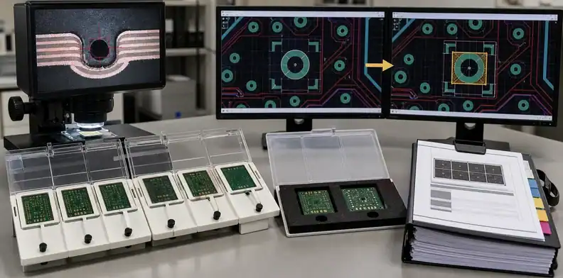 Lot records for PCB laser drilling support containment and controlled CAM approval.