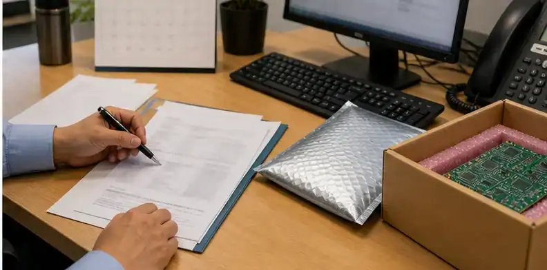 Revised purchase order record documenting PCB late delivery recovery details